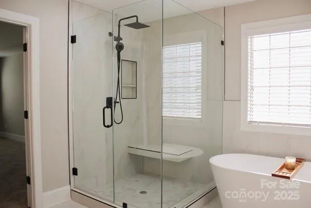 a bathroom with a bathtub