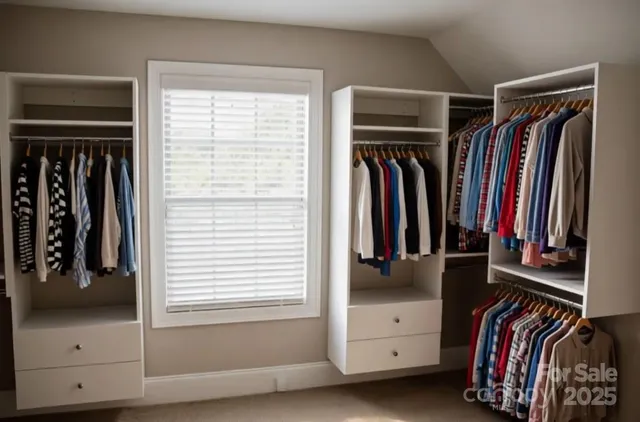 a view of a livingroom with wooden floor and white walls