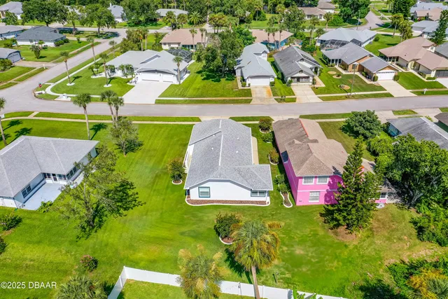 an aerial view of a house