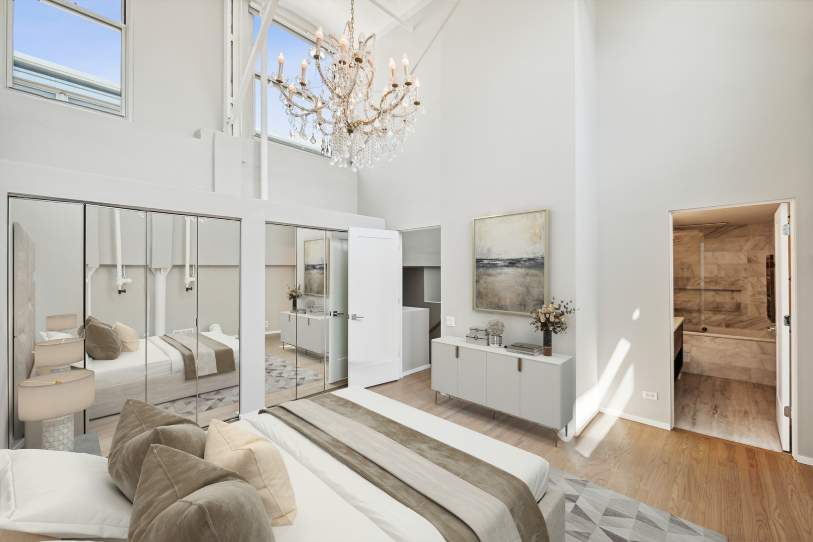 1000 West Washington Boulevard, Unit 513 Chicago, IL 60607 - Photo 16 of 22 a bedroom with furniture and wooden floor