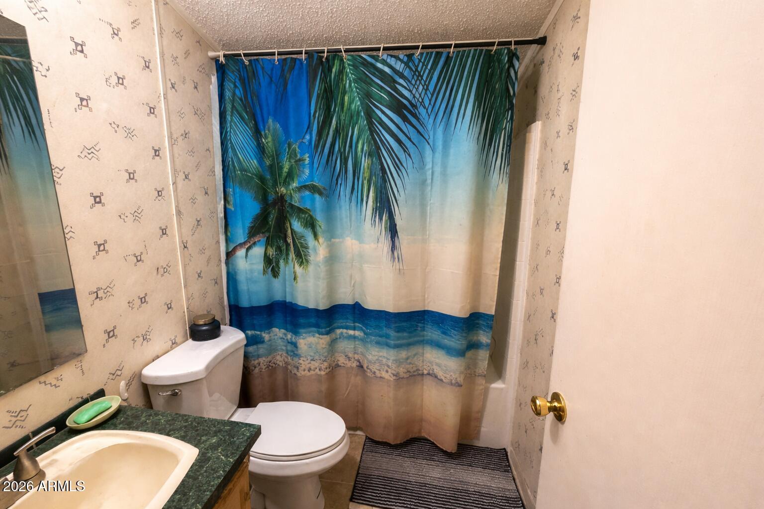 3700 South Tomahawk Road, Unit 99 Apache Junction, AZ 85119 - Photo 9 of 10 a bathroom with a toilet sink and mirror