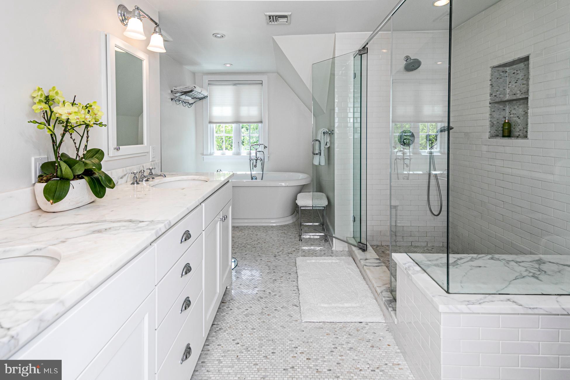 23 Hodge Road Princeton, NJ 08540 - Photo 18 of 34 a bathroom with a granite countertop sink a toilet and shower