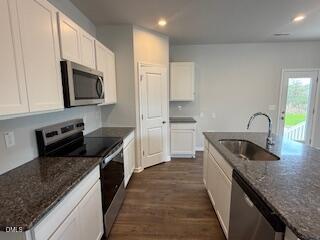 41 Stout Landing Dunn, NC 28334 - Photo 14 of 33 a kitchen with stainless steel appliances granite countertop a sink a stove and a microwave