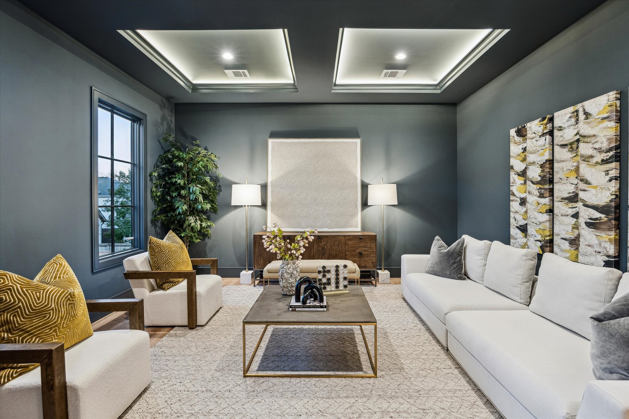 1210 West Drew Street Houston, TX 77006 - Photo 29 of 35 Another look at the media room. These huge walls will house a flatscreen with ease, and it’s prewired for surround sound and a projector. The dark walls and dramatic feel will make this your favorite room in the house!