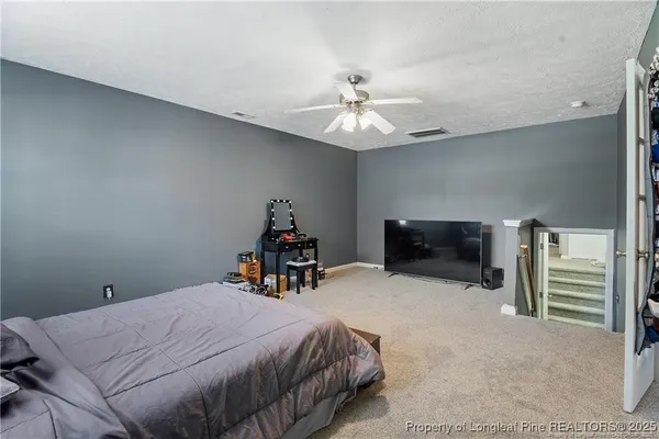 a bed room with a bed and a television