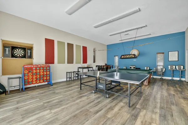 a room with gym equipment