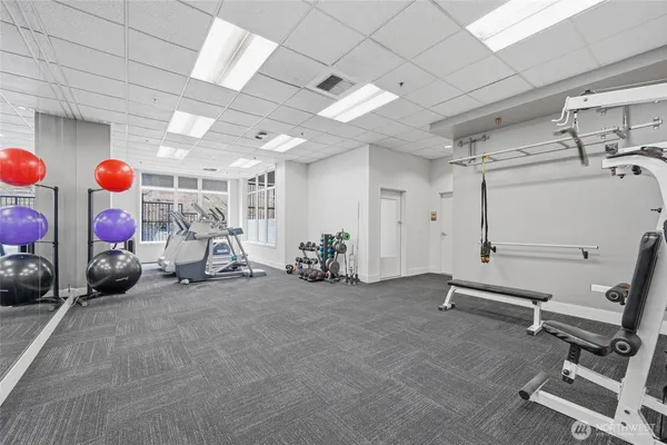a view of a room with gym equipment