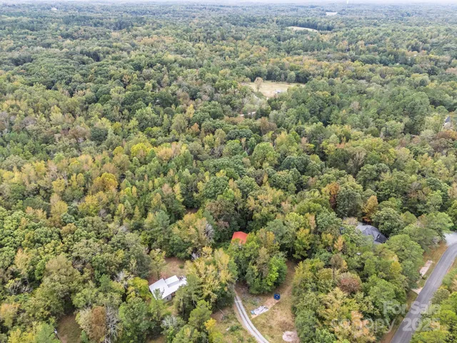 a view of a field with trees in the background