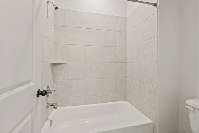 a bathroom with a bathtub