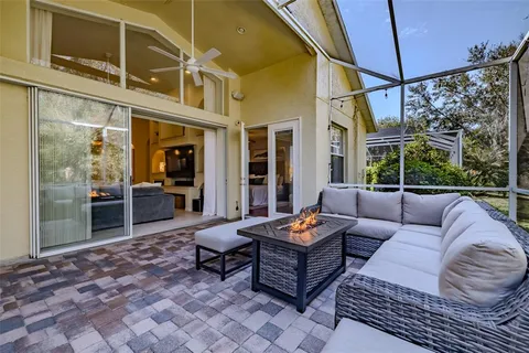 a view of dining room with furniture window and outside view