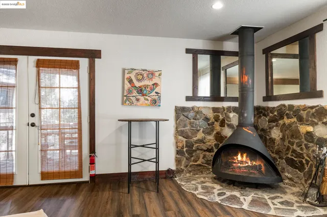a view of a lush green hillside and houses