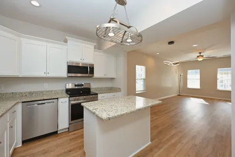 a view of a small space with a window