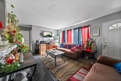 a living room filled with furniture and a potted plant