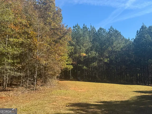 a view of a yard with a house