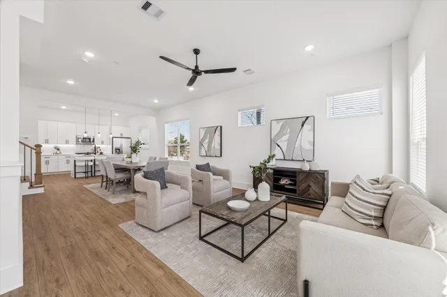 a living room with furniture