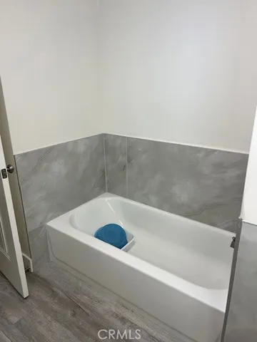 a bathroom with a bathtub