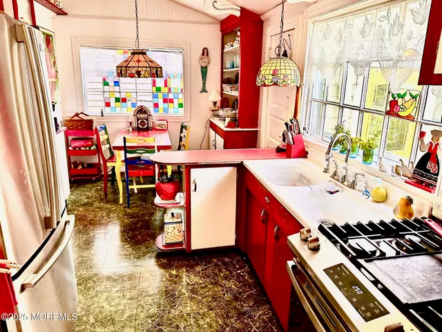 a room with furniture and a table