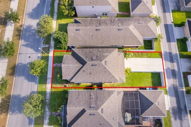 an aerial view of a house