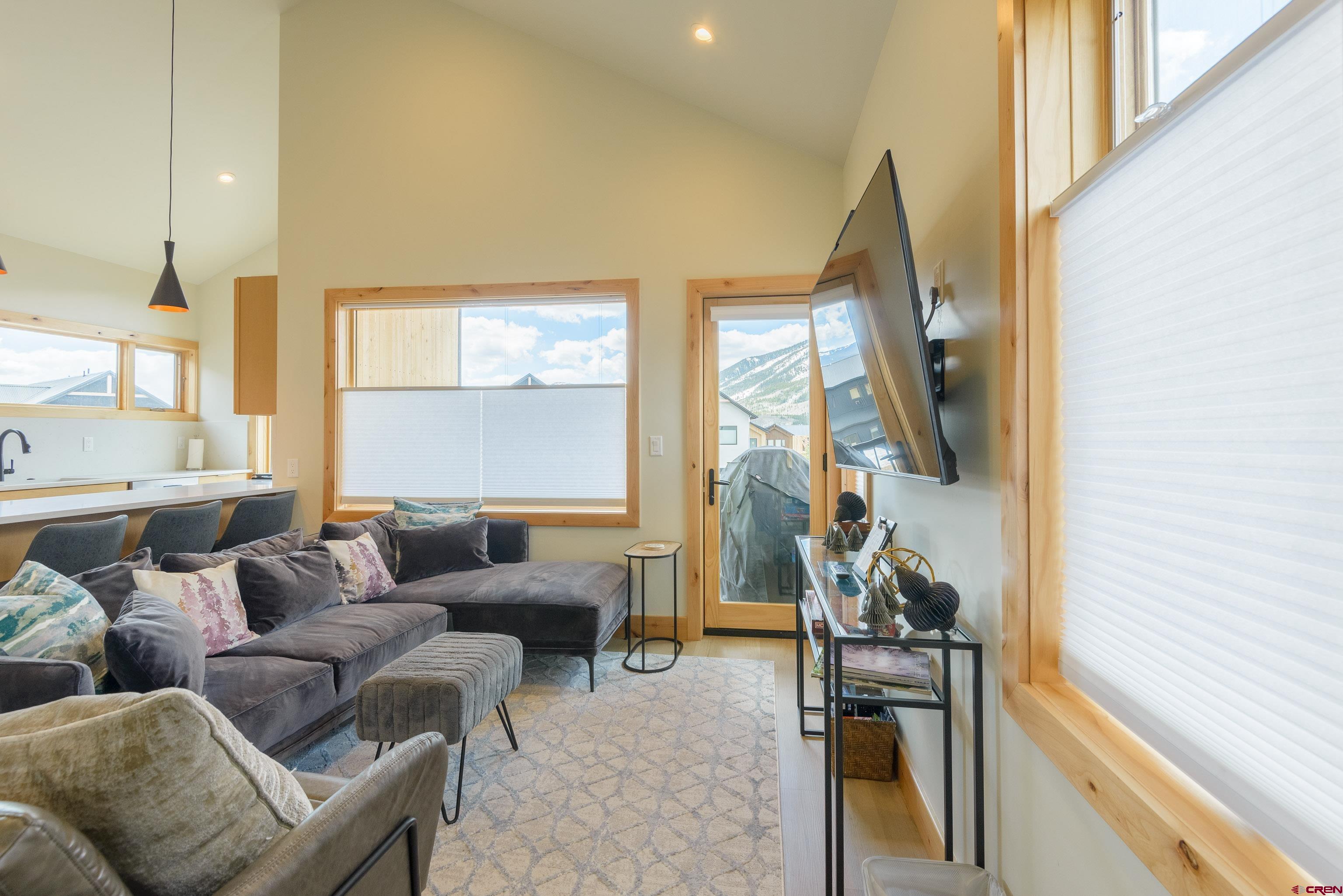131 Elk Valley Road, Unit A Crested Butte, CO 81224 - Photo 4 of 29 a living room with furniture a window and a flat screen tv
