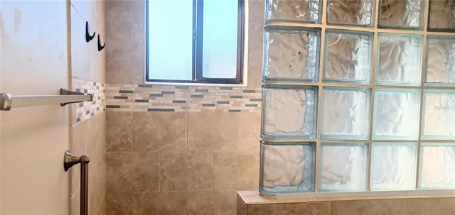 a bathroom with a window
