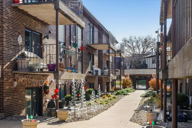 a view of street with sitting area