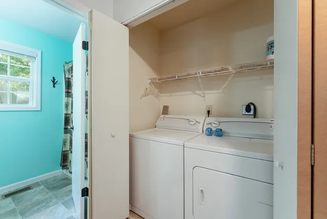 a view of a bathroom from the hallway