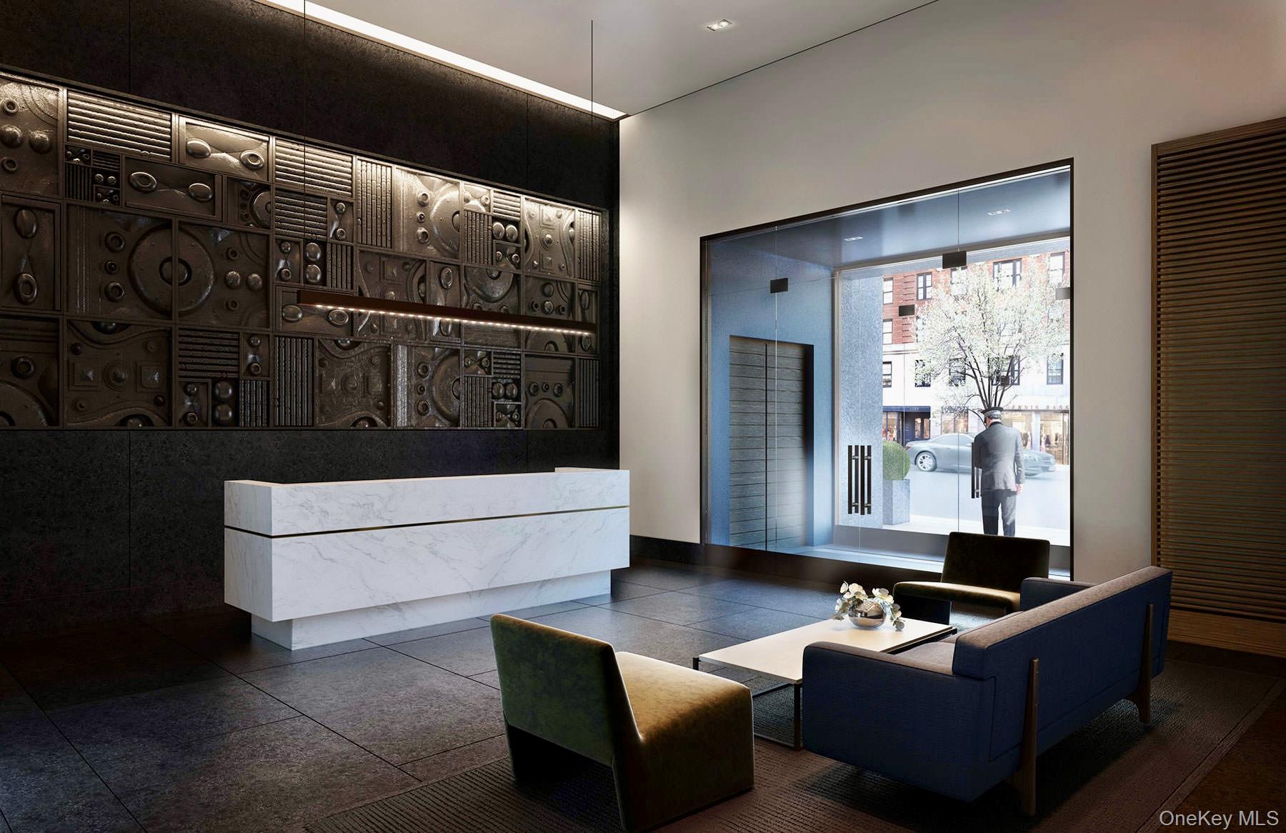 172 Madison Avenue, Unit 17C Manhattan, NY 10016 - Photo 3 of 27 a living room with furniture mirror and a floor to ceiling window