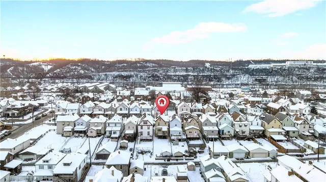 a view of a town with big houses