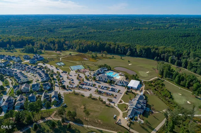 an aerial view of waterside residential houses