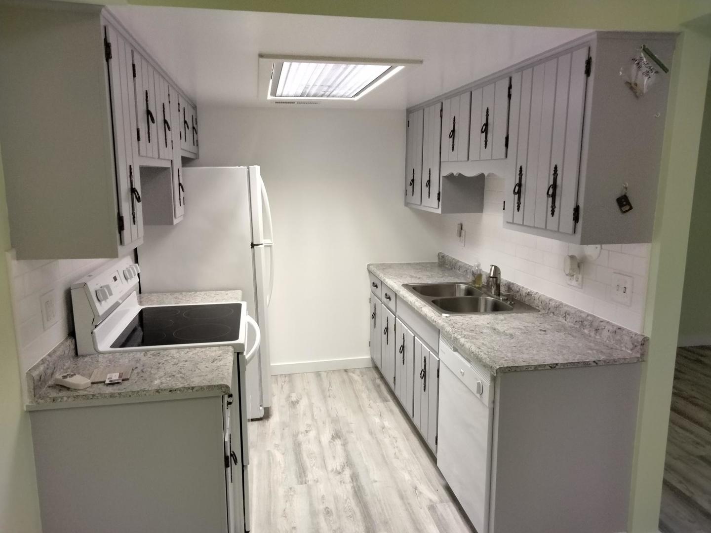 1019 Shagbark Road, Unit 1E New Lenox, IL 60451 - Photo 5 of 15 a kitchen with a sink a refrigerator and cabinets
