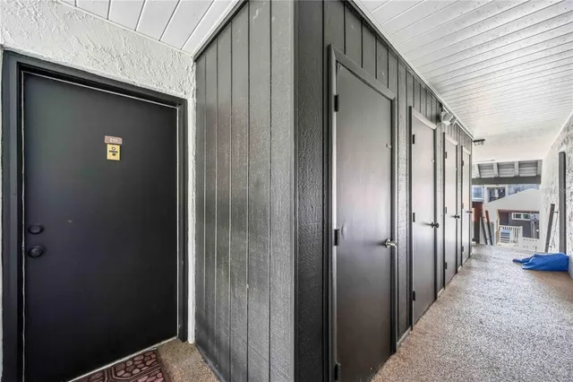 a view of a wooden door