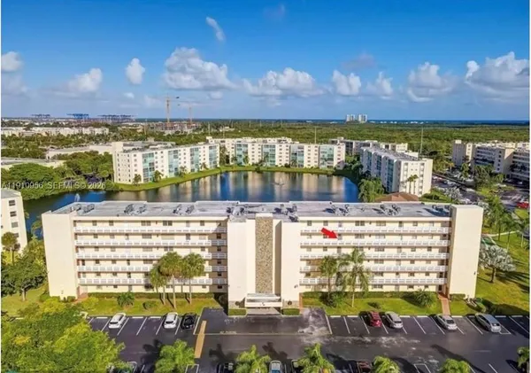 a view of a city with large buildings