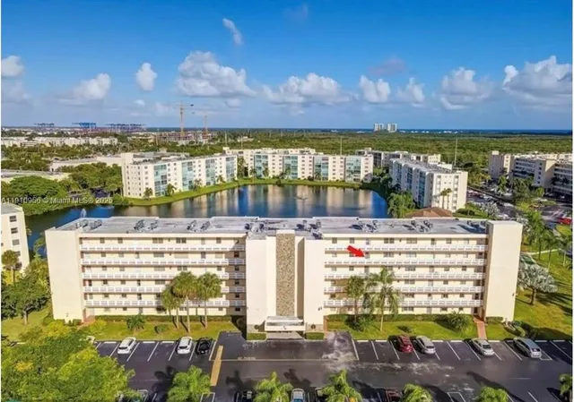 a view of a city with large buildings