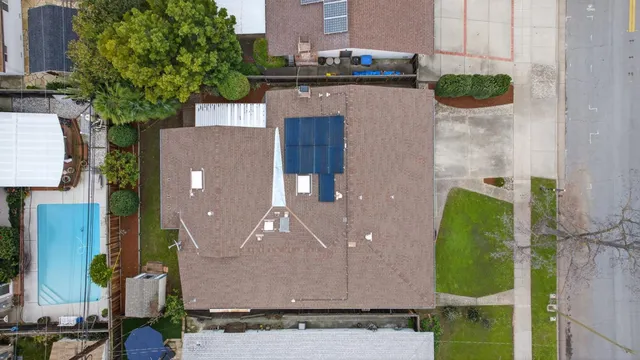 an aerial view of a house