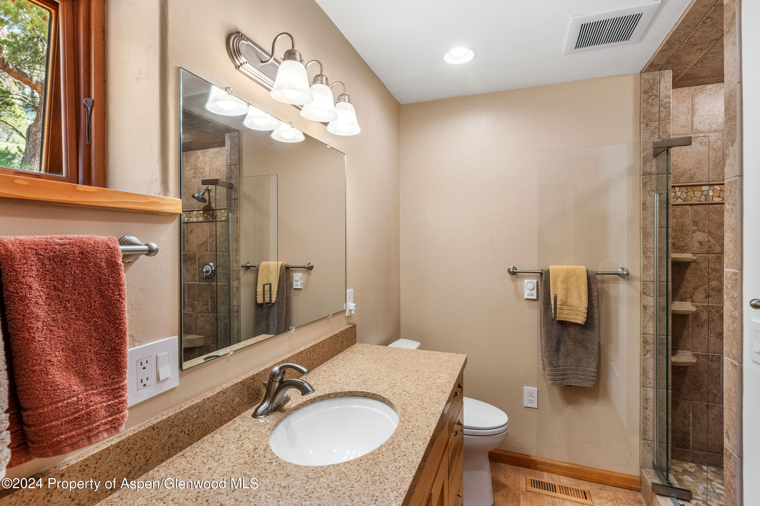299 Knight Road Basalt, CO 81621 - Photo 25 of 48 a bathroom with a sink a toilet and shower