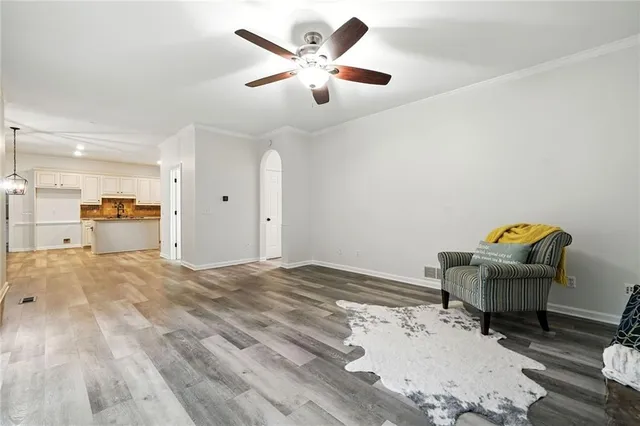 a view of entryway with wooden floor