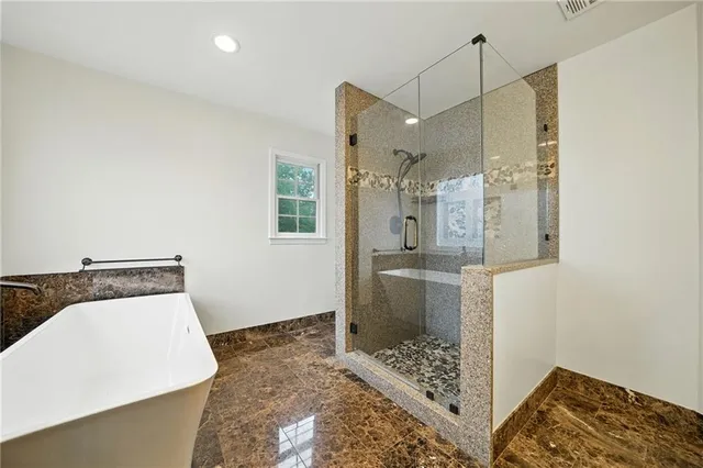 a bathroom with a bathtub