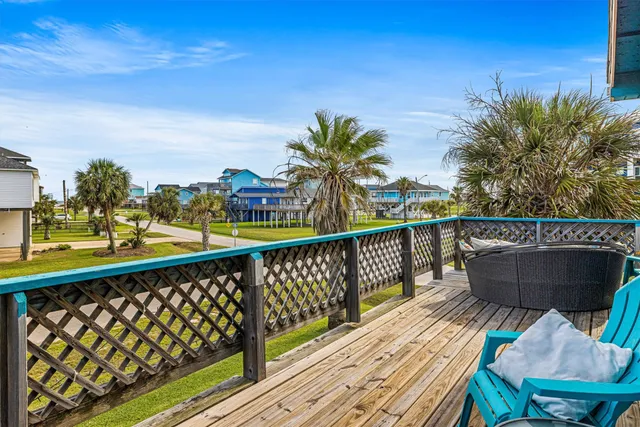 an aerial view of a house with a garden