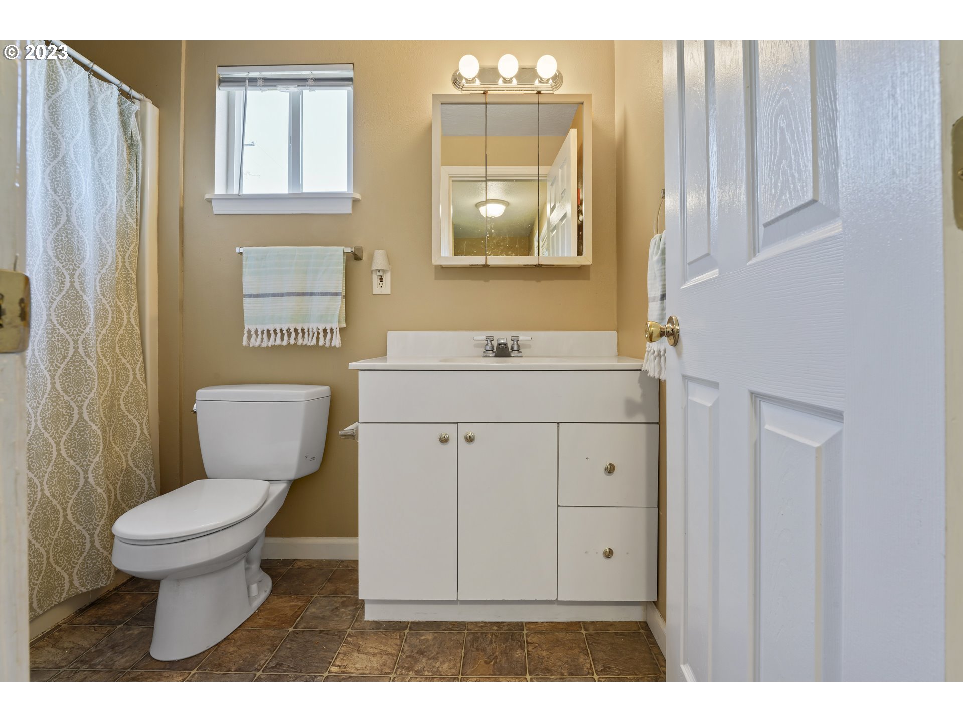 760 28th Street Springfield, OR 97477 - Photo 19 of 30 a bathroom with a toilet sink a mirror and vanity