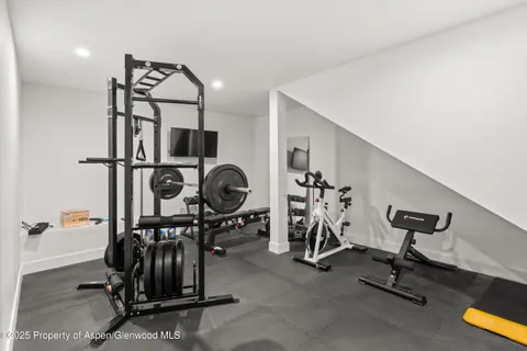 a view of a room with gym equipment