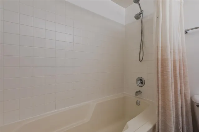 a bathroom with a bathtub