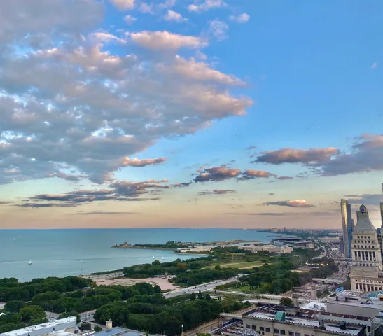 a view of city and mountain