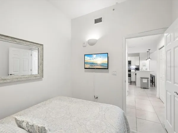 a view of parking garage with cars