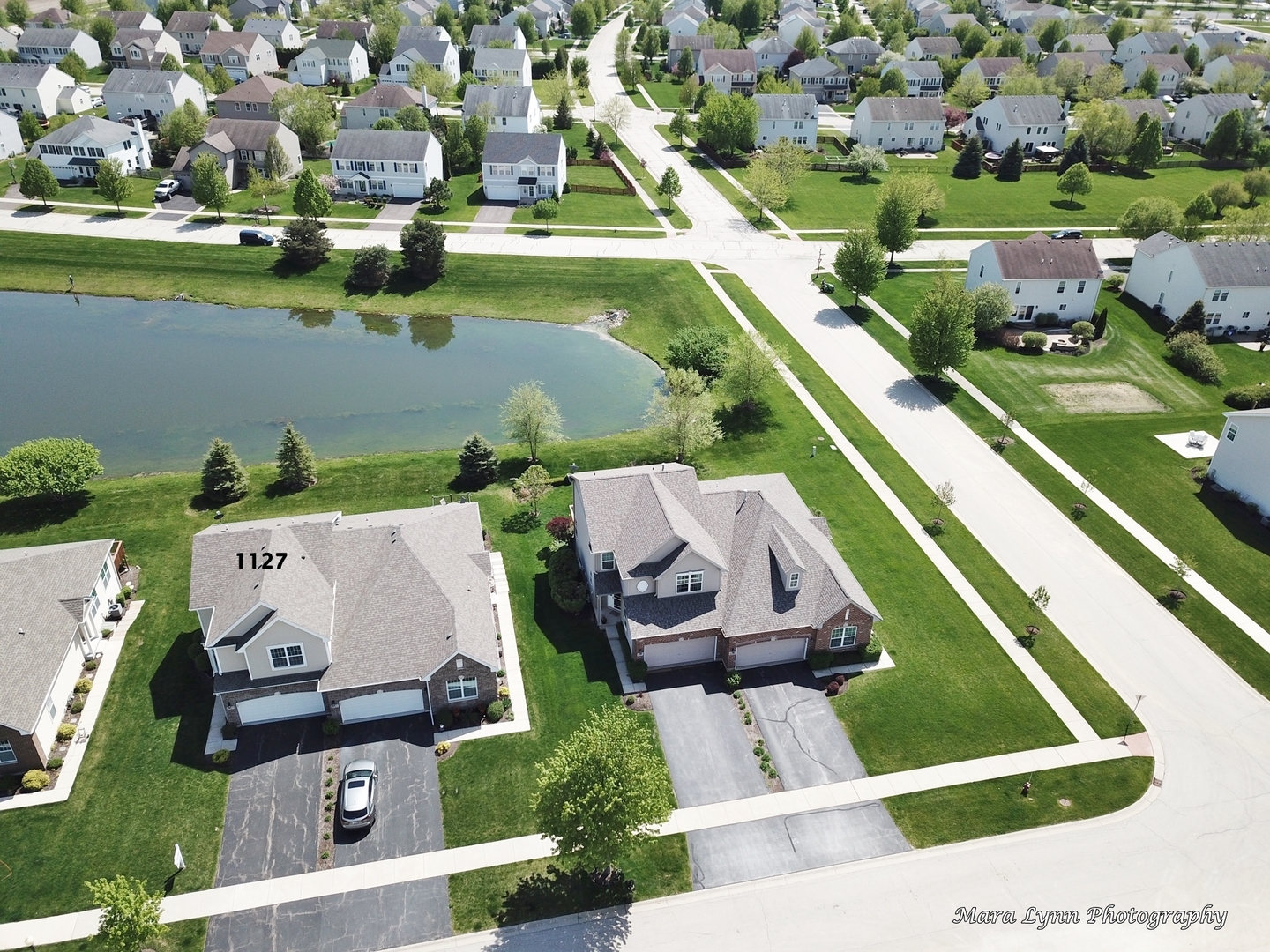 1127 Freedom Road Elburn, IL 60119 - Photo 26 of 29 an aerial view of a house with a garden and lake view