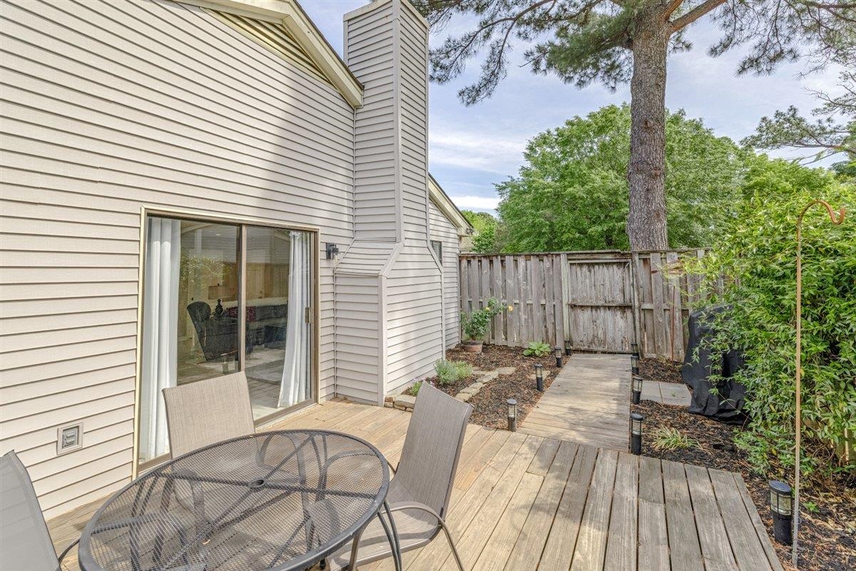2976 Kin Cove, Unit 2976 Memphis, TN 38119 - Photo 21 of 24 Private rear deck with wood plank flooring, sliding glass door access to the interior, and a fenced perimeter