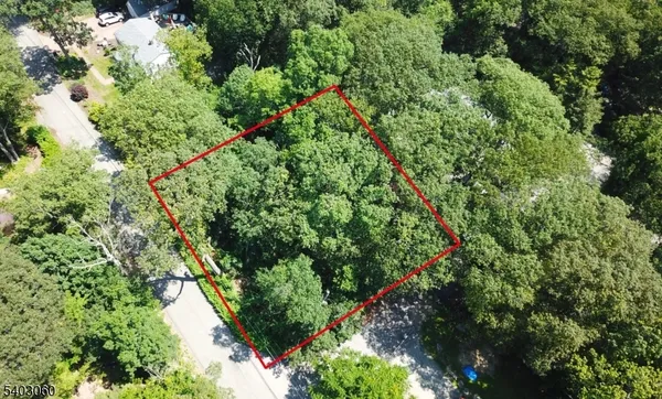 an aerial view of a houses with a yard