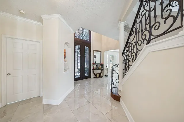 a kitchen with counter top space and appliances