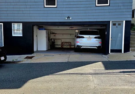a car parked in front of a building