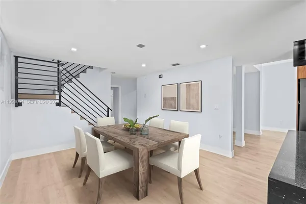 a workspace with furniture and window