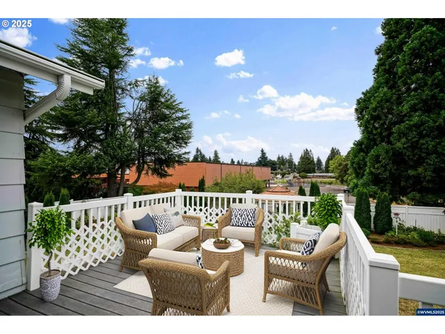 a view of roof deck with furniture